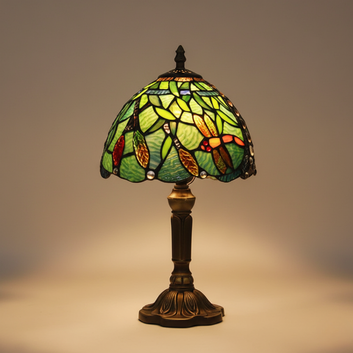 LED Table Lamp Made of Colored Glass in Mediterranean Style