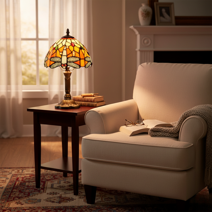 Decorative LED Table Lamp Made of Colored Glass