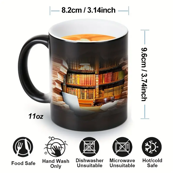 Charming Ceramic Mug with Library Heat Reveal