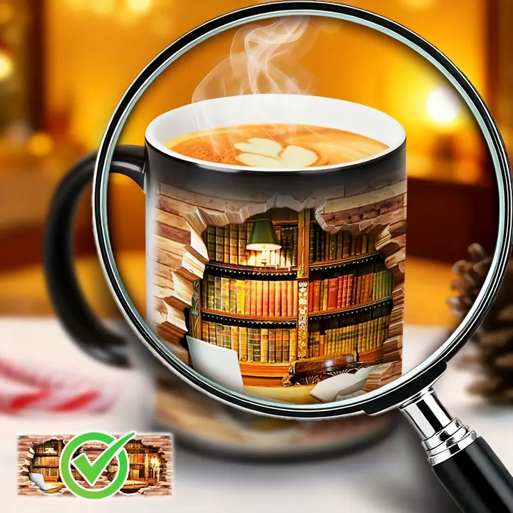 Charming Ceramic Mug with Library Heat Reveal