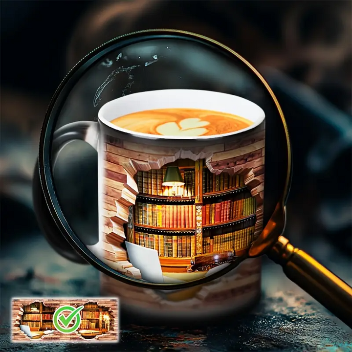 Charming Ceramic Mug with Library Heat Reveal